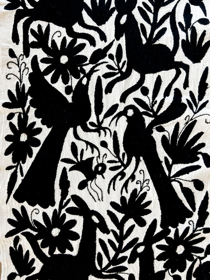 Mexican Otomi Table Runner in Ebony