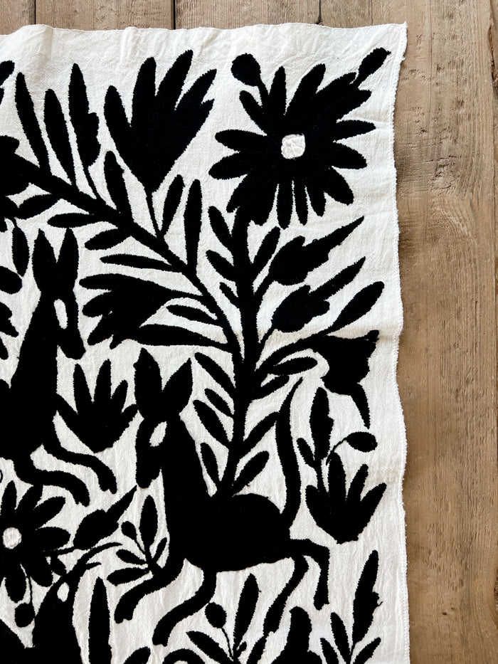 Mexican Otomi Table Runner in Ebony