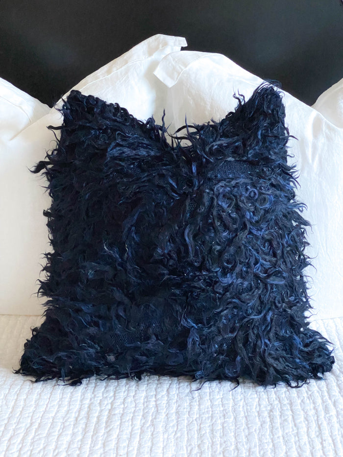 navy blue turkish tulu pillow 20x20