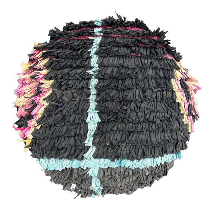 Mindi Moroccan Boucherite Berber Round Pillow black blue