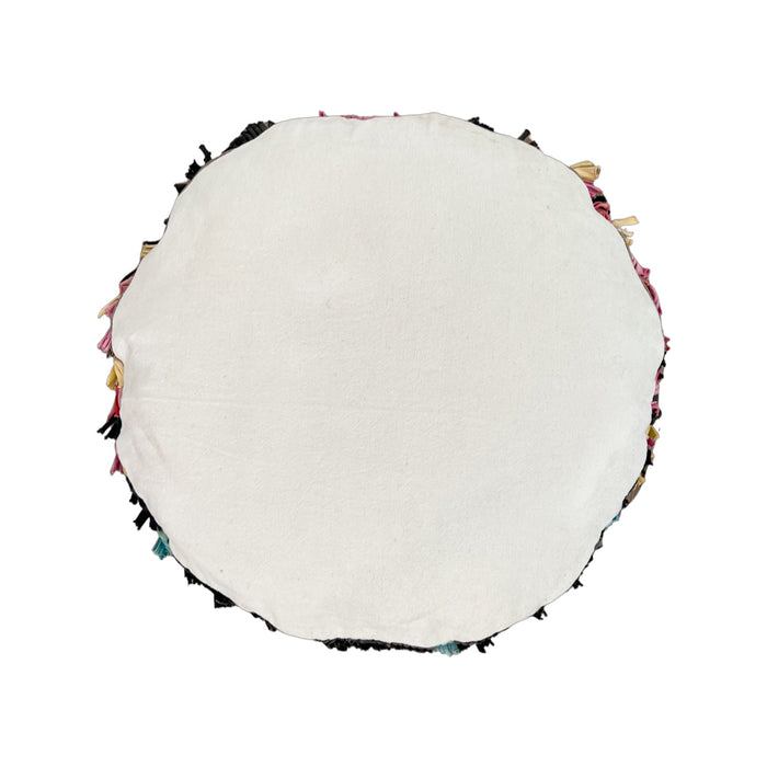 Mindi Moroccan Boucherite Berber Round Pillow black blue 2