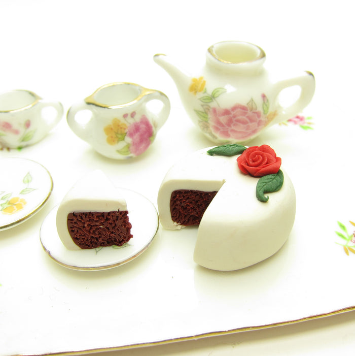 Polymer Clay Red Velvet Cake with Slice