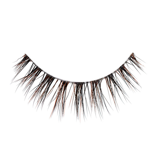 Mocha a short, round lash with natural volume featuring a unique blend of black, brown, and red wine fibers arranged in delicate clusters for natural dimension.