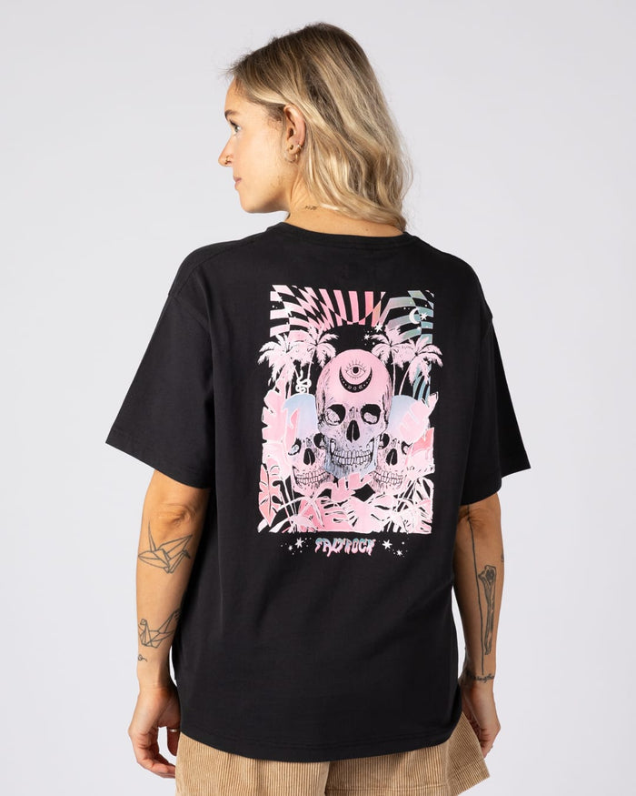 Mystic Skulls Womens Short Sleeve T-Shirt in Black