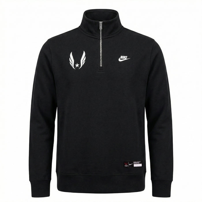 Black quarter-zip sweatshirt with Nike logo on a white background