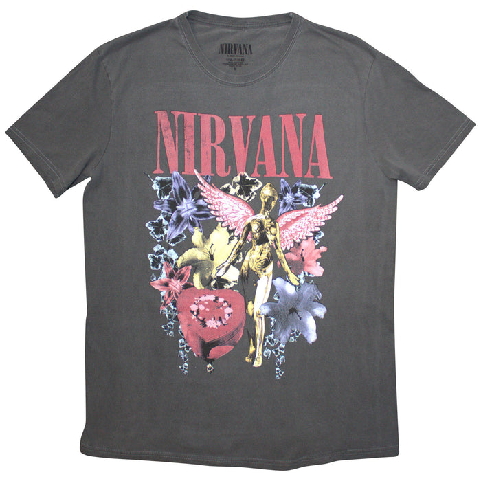 NIRVANA - IN UTERO VINTAGE COLLAGE - Stone Wash T-Shirt Grey