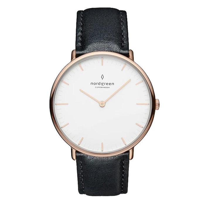 Nordgreen Chronograph Watches Nordgreen Native 32mm Rose Gold Case Black Leather Strap Watch Nordgreen Native 32mm Rose Gold Case Black Leather Strap Watch Brand