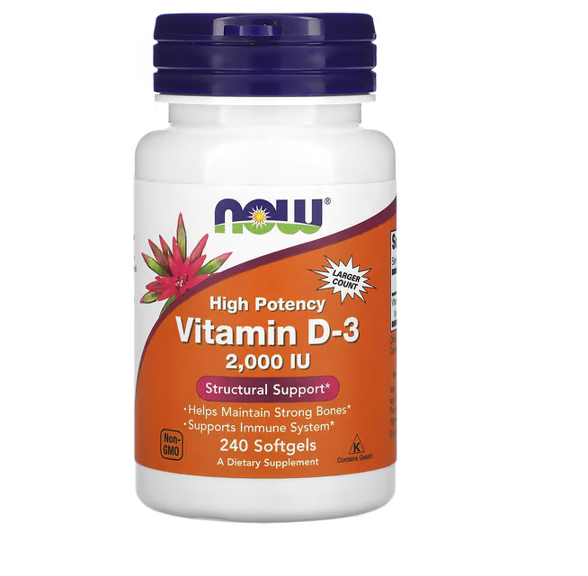 NOW FOODS | Vitamina D3 2.000 IU (240 Cápsulas)