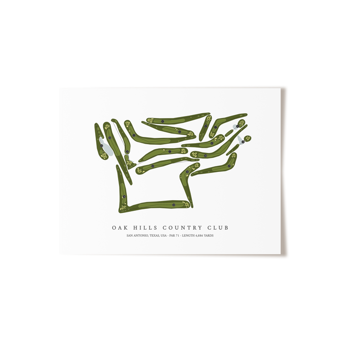 Oak Hills Country Club | Golf Course Map | Unframed