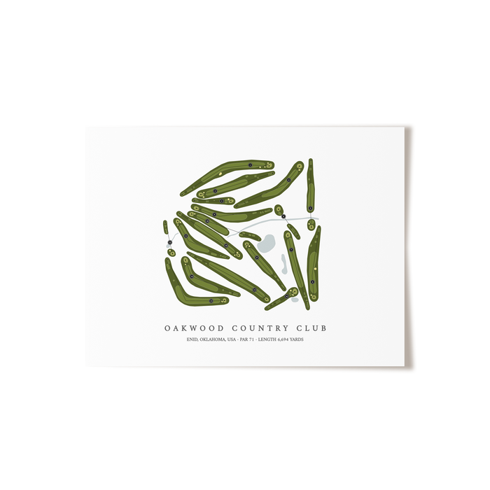 Oakwood Country Club | Golf Course Map | Unframed