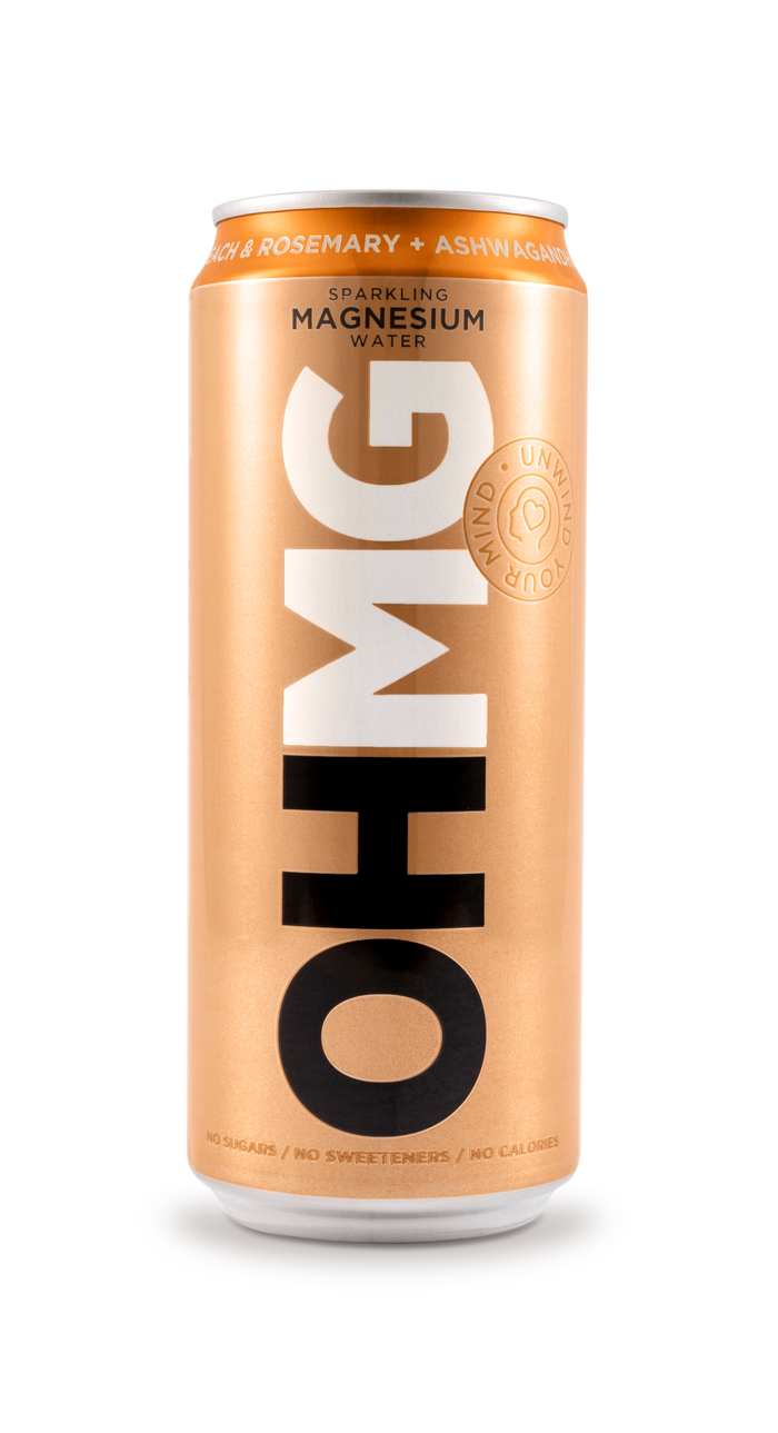 OHMG Sparkling Magnesium Water Peach Rosemary & Ashwagandha 330ml