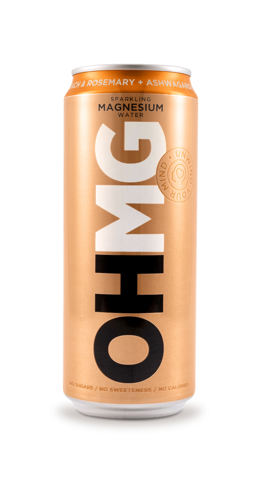 OHMG Sparkling Magnesium Water Peach Rosemary & Ashwagandha 330ml