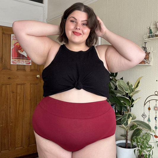 Organic Cotton Super High Waist Panties - Blood Red