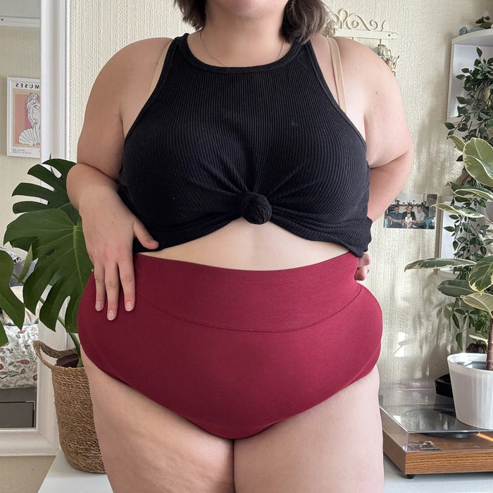 Organic Cotton Super High Waist Panties - Blood Red