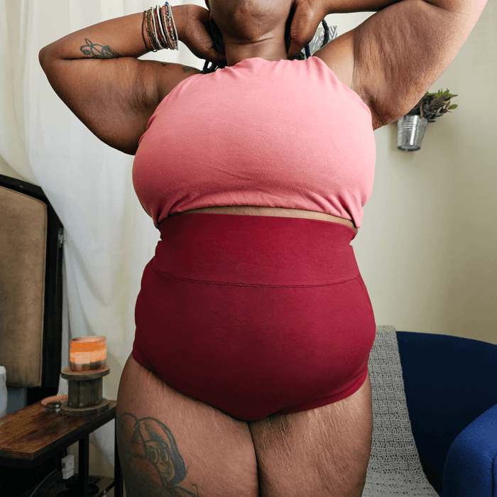 Organic Cotton Super High Waist Panties - Blood Red