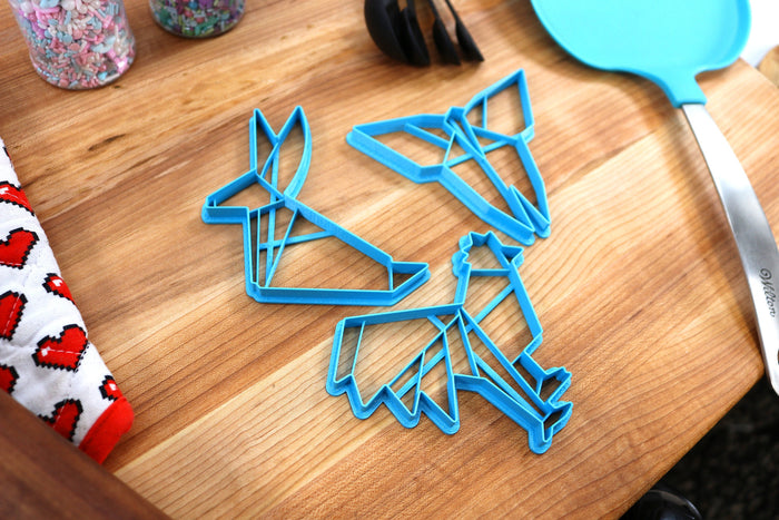 Origami Cookie Cutters Animals Set 3 - Origami Butterfly, Origami Pigeon, Origami Rabbit, Origami Rooster, Origami Whale - Origami Gift idea
