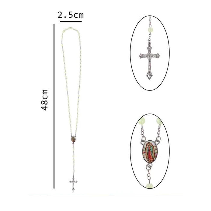 Our Lady of Guadalupe Luminous Rosary Necklace Bulk Set (12 Pcs) – Glow in the Dark Catholic Rosaries (RN06)