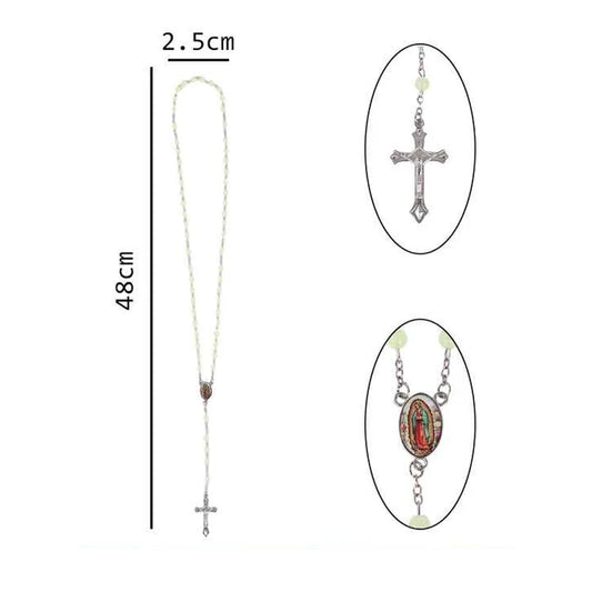 Our Lady of Guadalupe Luminous Rosary Necklace Bulk Set (12 Pcs) – Glow in the Dark Catholic Rosaries (RN06)