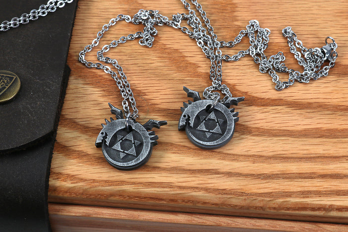Full Metal Alchemist Ouroboros Symbol-Aluminum Metal Charm Necklace Pin for FMA Cosplay-Homunculi