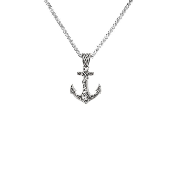 Oxidized Silver Anchor Pendant