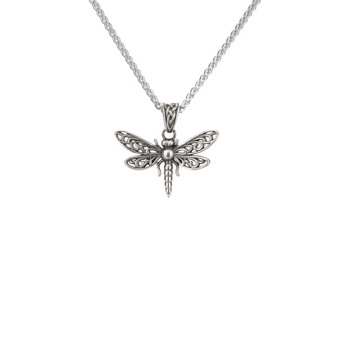 Oxidized Silver Dragonfly Pendant