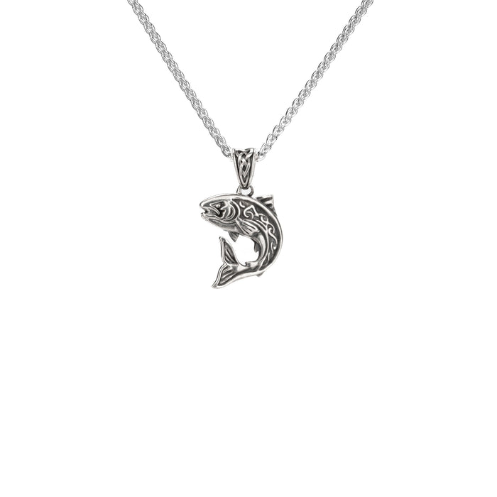 Oxidized Silver Salmon Pendant