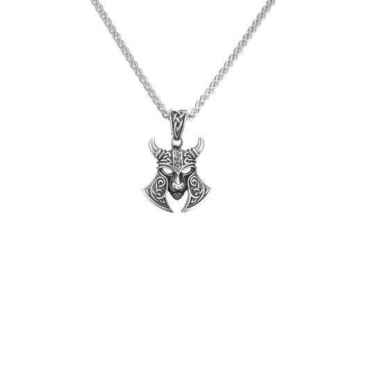 Oxidized Silver Viking Helmet Pendant