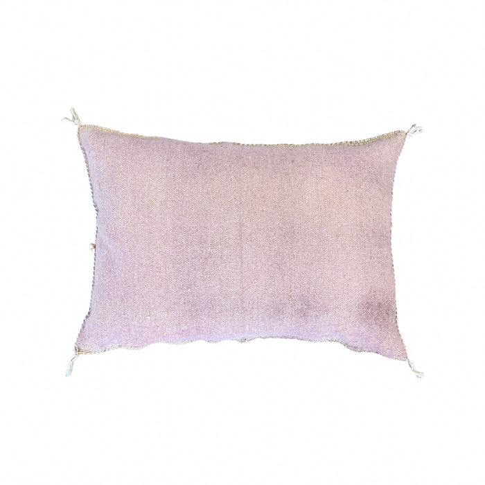 Artisan Handmade Moroccan embroidered cactus silk sabra lumbar pillow purple handwoven