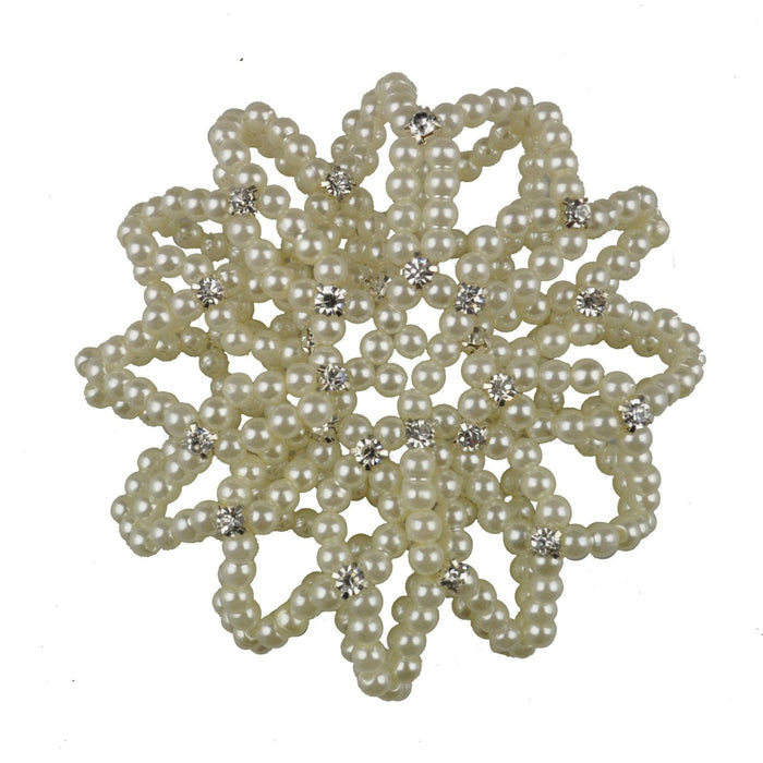 White Diamante Hairnet Against A White Background.