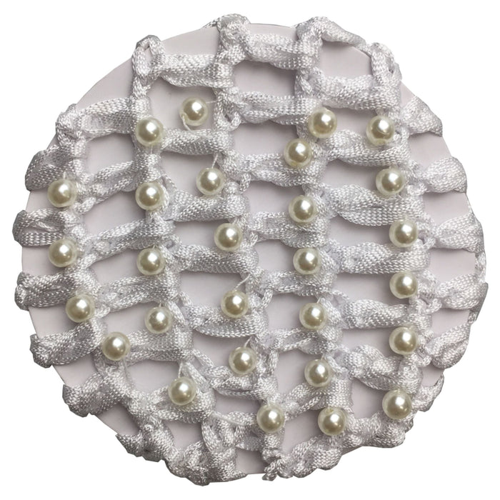 White Hairnet With Pearls.