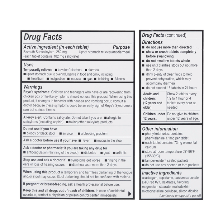 Peptmed Tablets for Upset Stomach & Diarrhea Chewable (36/Bx)