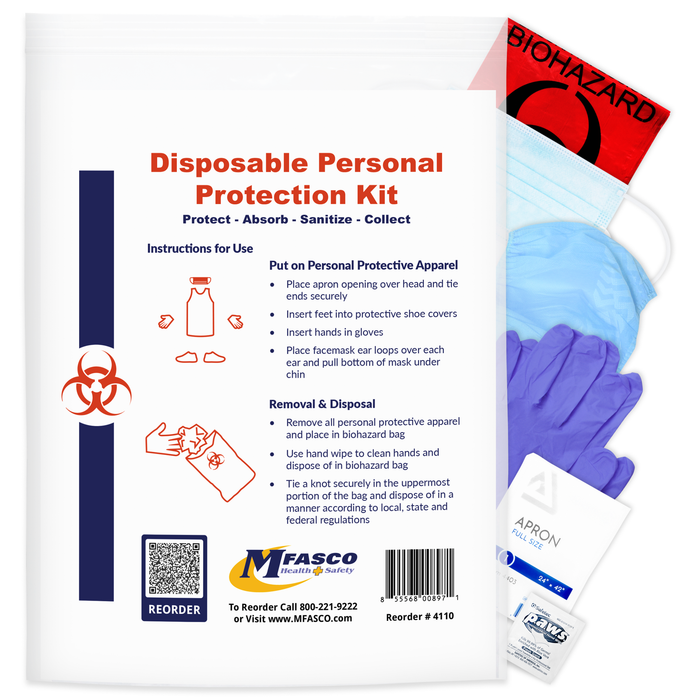 Personal Protection Kit With Apron Ziplock Bag