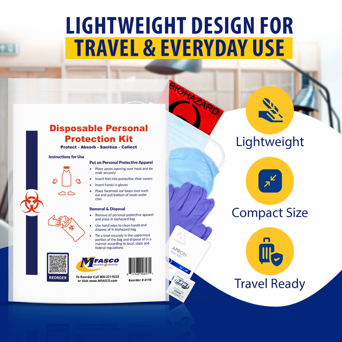 Personal Protection Kit With Apron Ziplock Bag