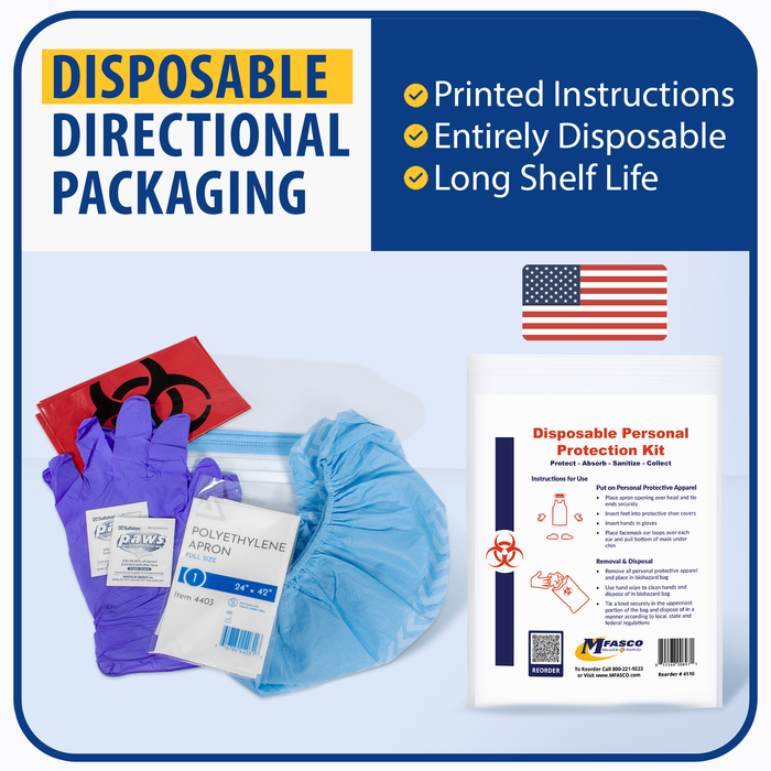 Personal Protection Kit With Apron Ziplock Bag