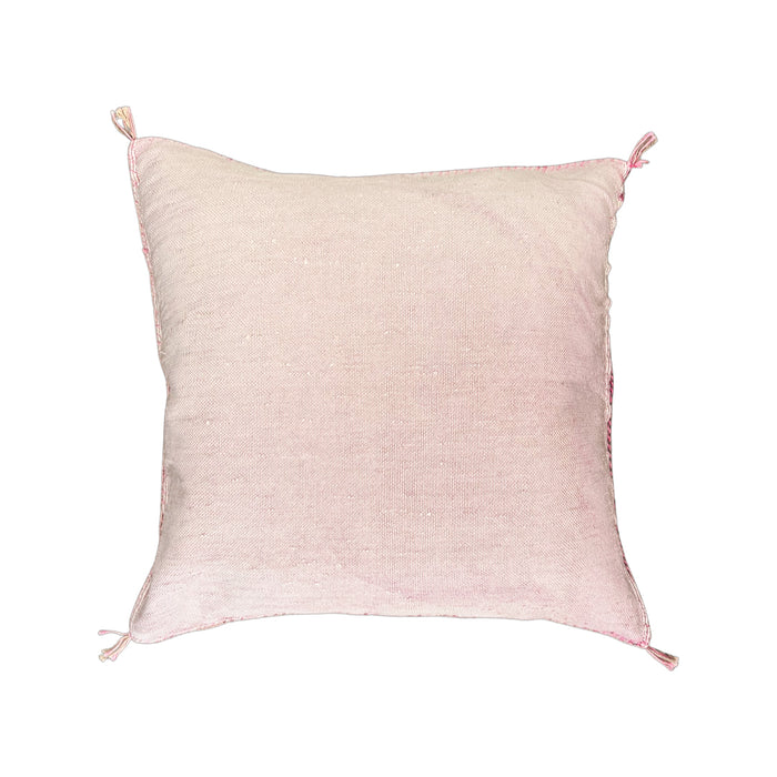 Artisanal Handmade Moroccan embroidered cactus silk sabra pillow light pink handwoven