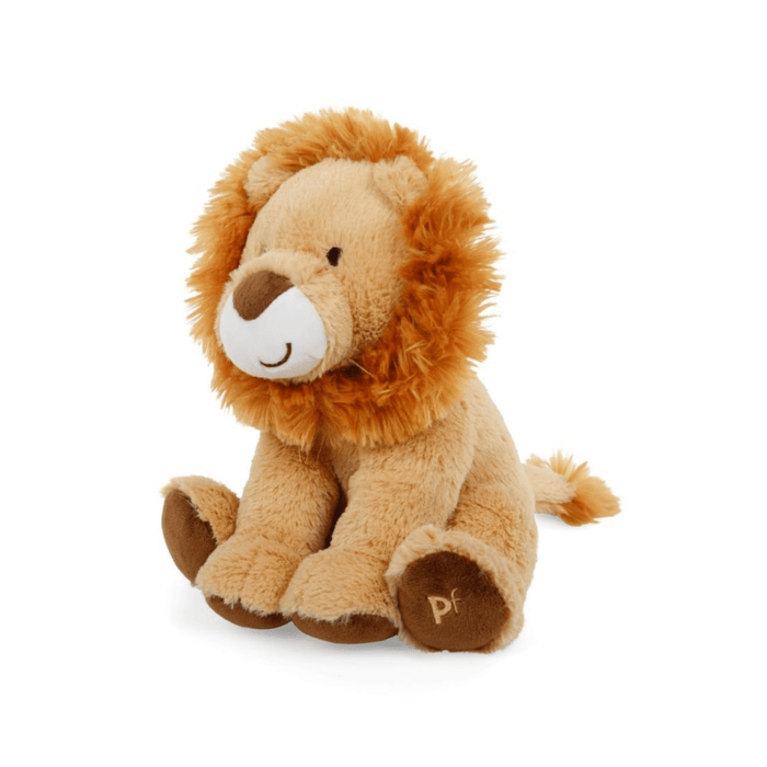 Plus beige dog toy against white background