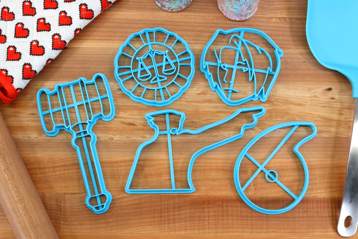Phoenix Wright Cookie Cutters- Edgeworth, Judge Gavel, Maya Magatama, Phoenix Attorney Badge, Phoenix Point
