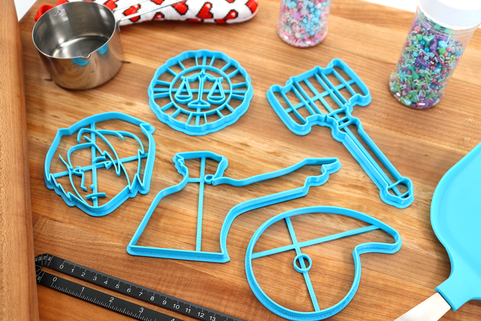 Phoenix Wright Cookie Cutters- Edgeworth, Judge Gavel, Maya Magatama, Phoenix Attorney Badge, Phoenix Point