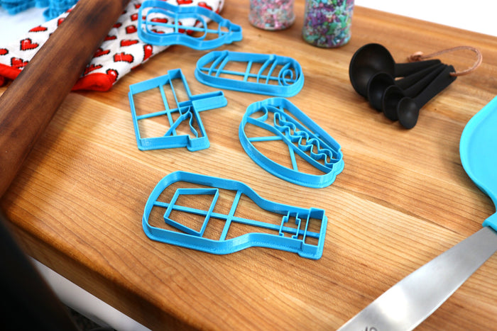 Picnic Food Cookie Cutters - Frankfurter, Ketchup Bottle, Mustard Bottle, Picnic Basket, Picnic Blanket