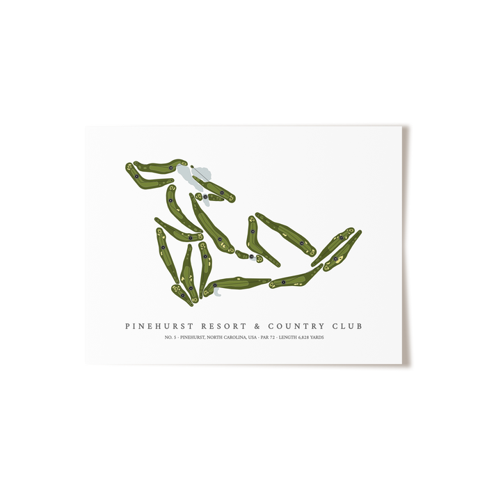 Pinehurst Resort & Country Club - No 5 | Golf Course Map | Unframed