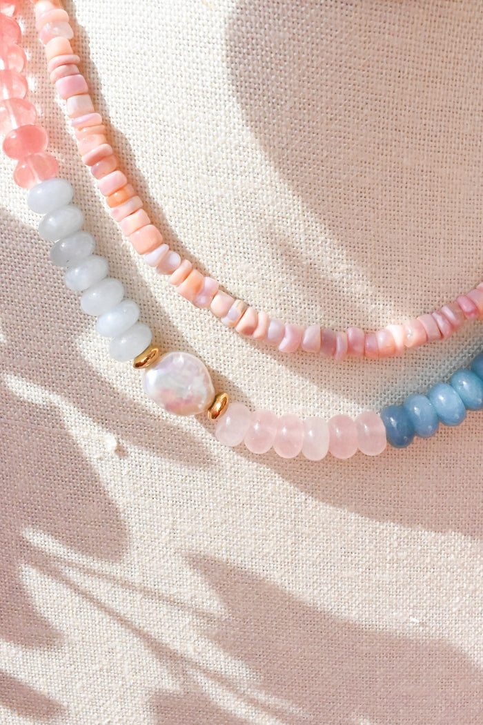 Pink Tumbled Opal Necklace