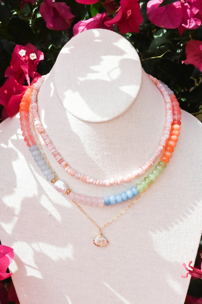 Pink Tumbled Opal Necklace