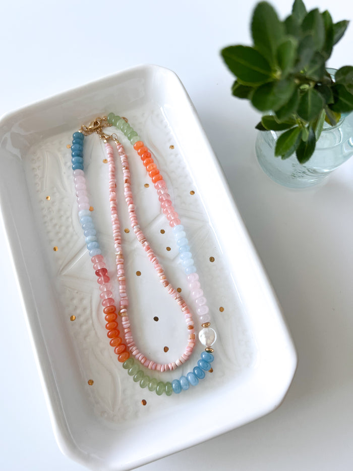 Pink Tumbled Opal Necklace