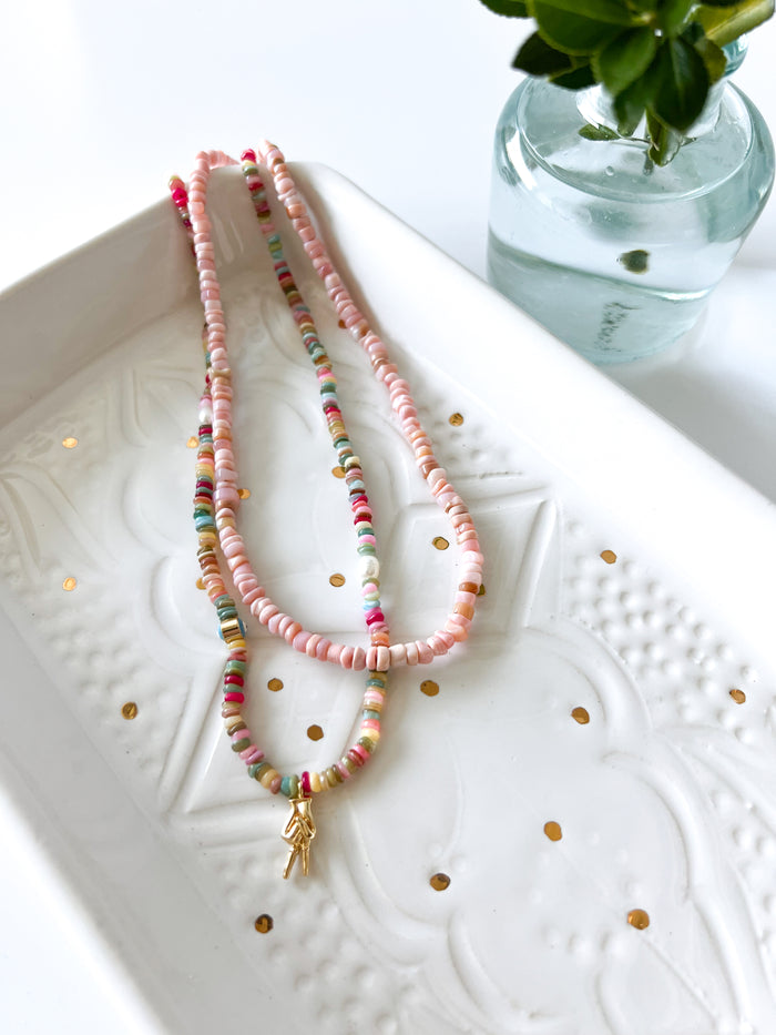 Pink Tumbled Opal Necklace