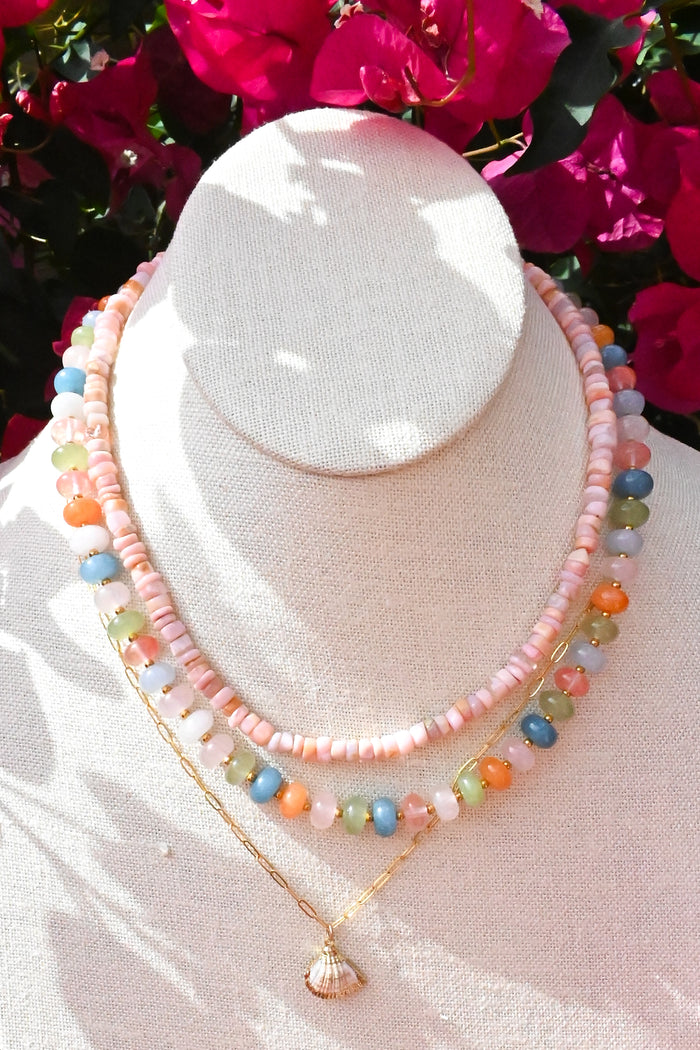 Pink Tumbled Opal Necklace