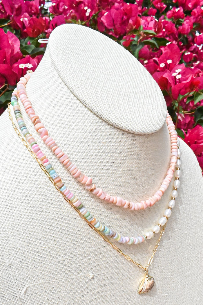 Pink Tumbled Opal Necklace