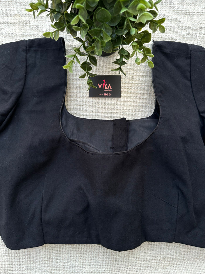 Plain black cotton blouse