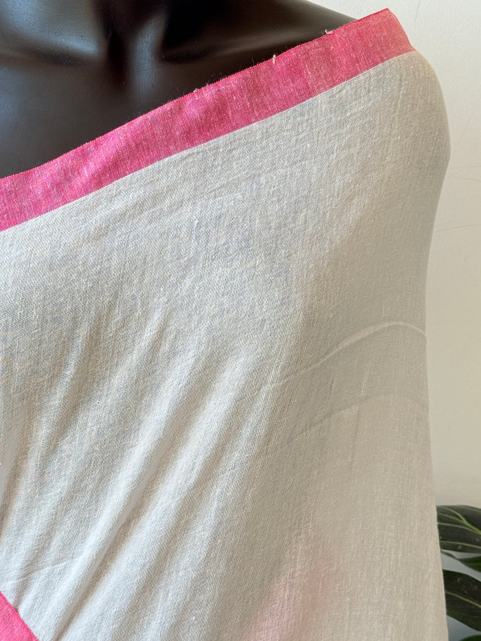 Plain cotton linen saree