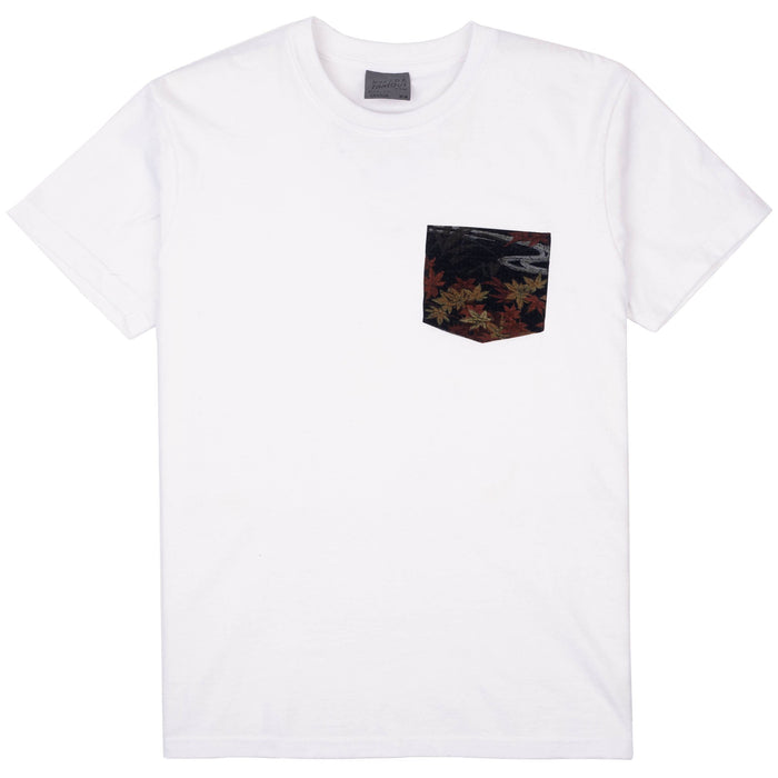 Pocket Tee - White - Printed Autumn - Navy by Naked & Famous Denim