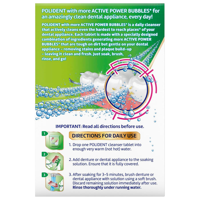 Polident 3 Minute Antibacterial Dental Appliance Cleanser Tablets, 90 Count